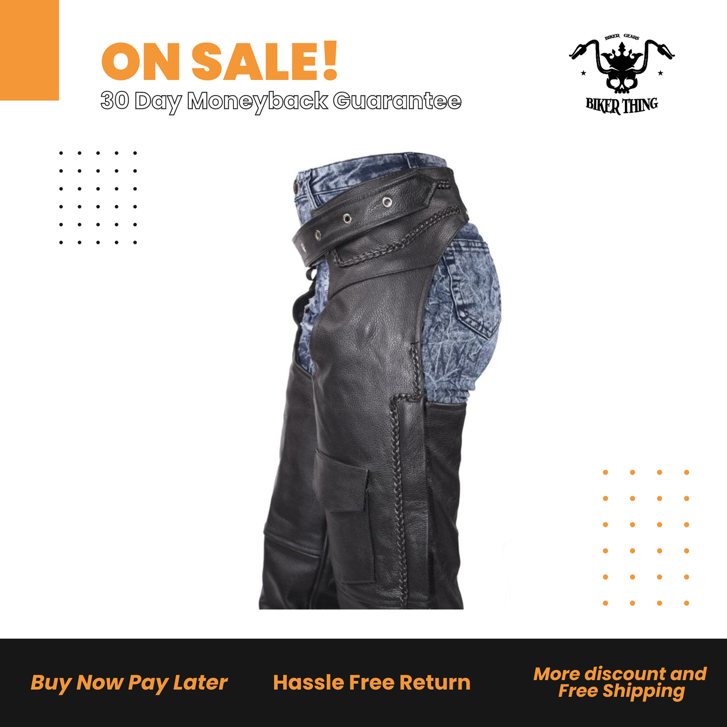 Leather Braided Motorcycle Chaps
