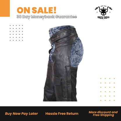 Leather Braided Motorcycle Chaps