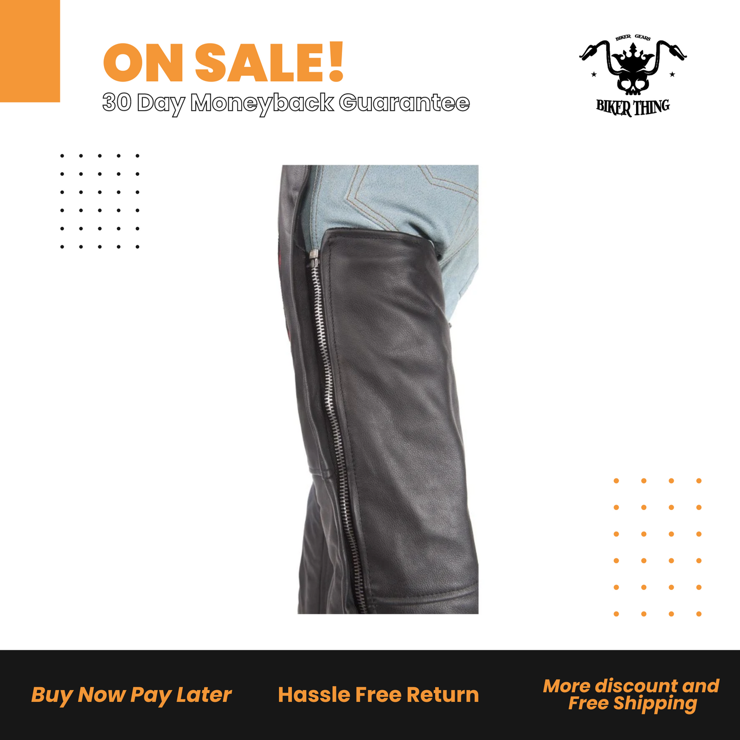 Flame Embroided Motorcycle Chaps