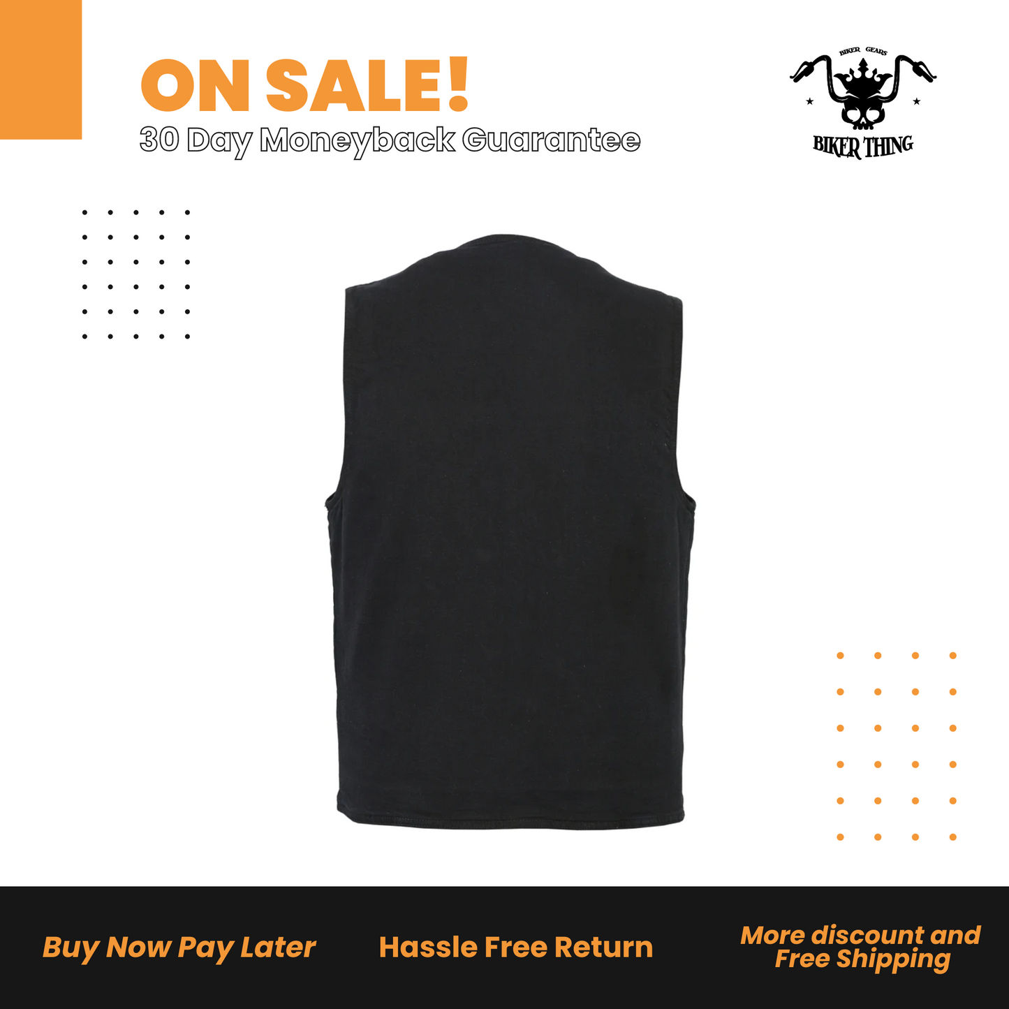 Men's Single Back Panel Concealed Carry Denim Vest