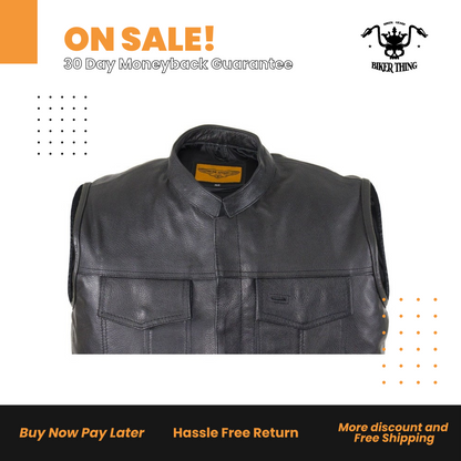 Mens Motorcycle Club Vest With Black Line