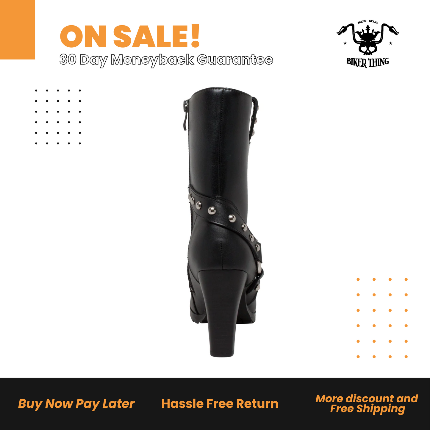 8546 WOMEN'S HEELED BOOT W/STUDS