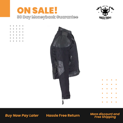 Kids Black Denim and Leather Jacket with Side Laces