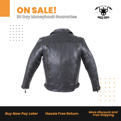 Men's Leather Racing Style Motorcycle Jacket