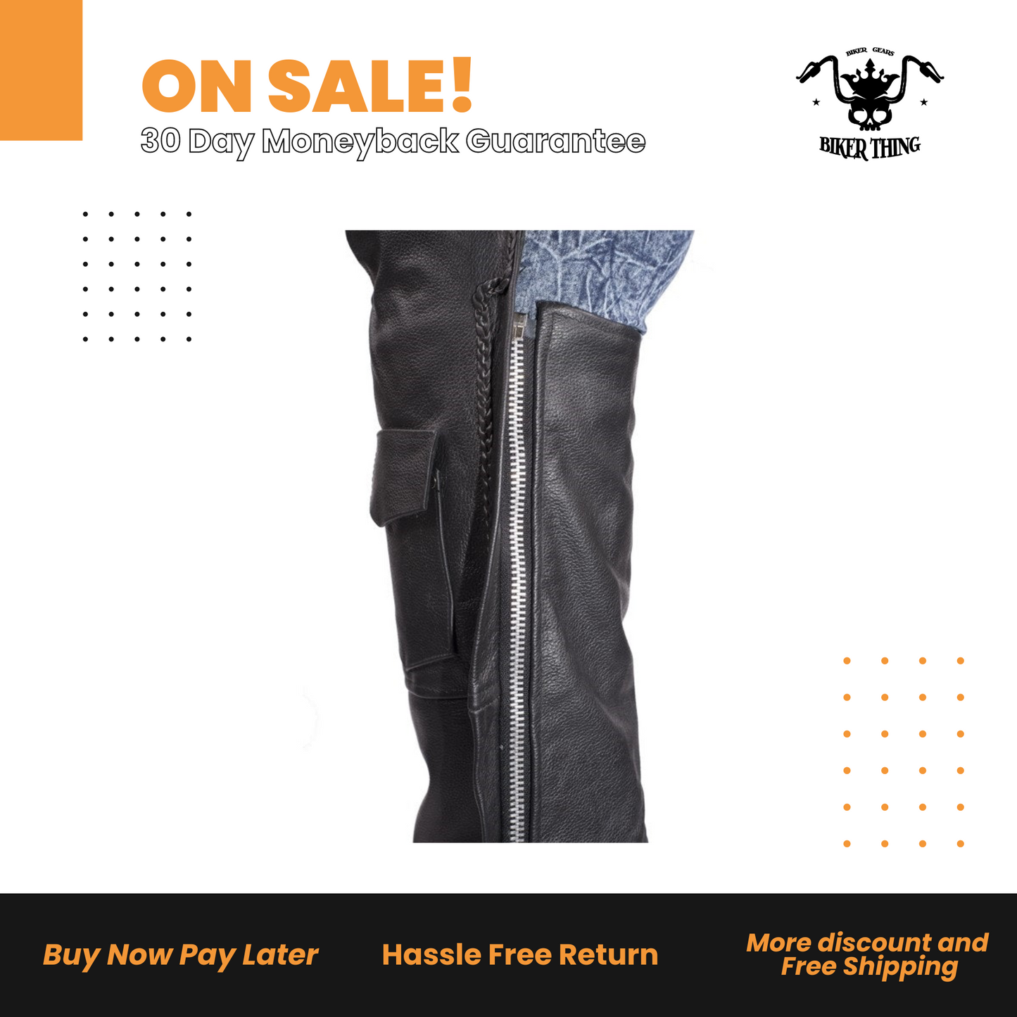 Leather Braided Motorcycle Chaps