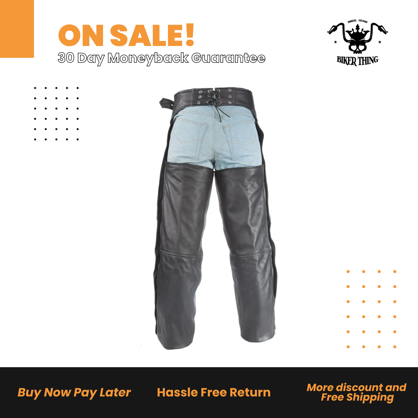 Flame Embroided Motorcycle Chaps