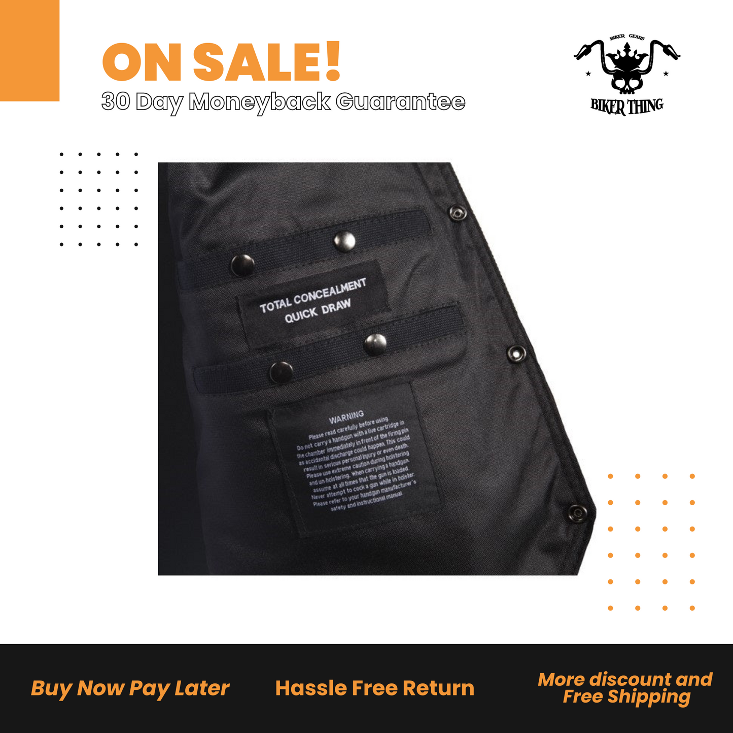 Mens Black Canvas Motorcycle Vest