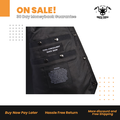 Mens Black Canvas Motorcycle Vest