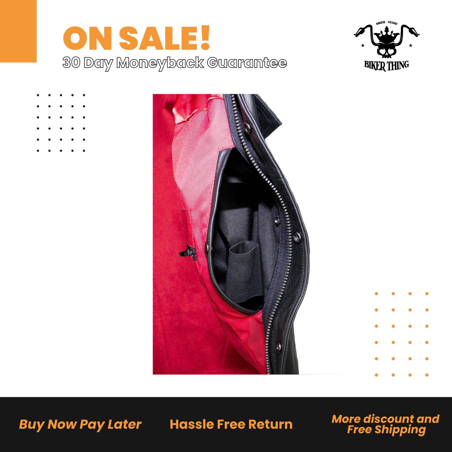 Leather Gun Pocket Vest with Red Liner