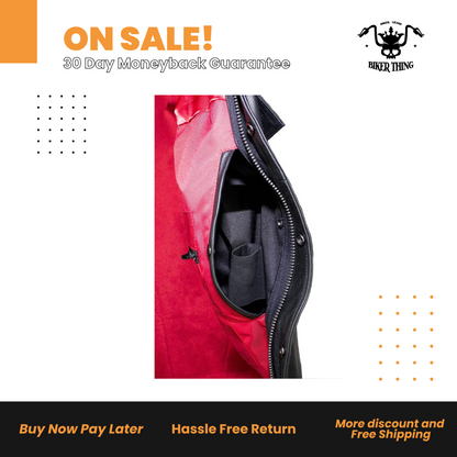 Leather Gun Pocket Vest with Red Liner