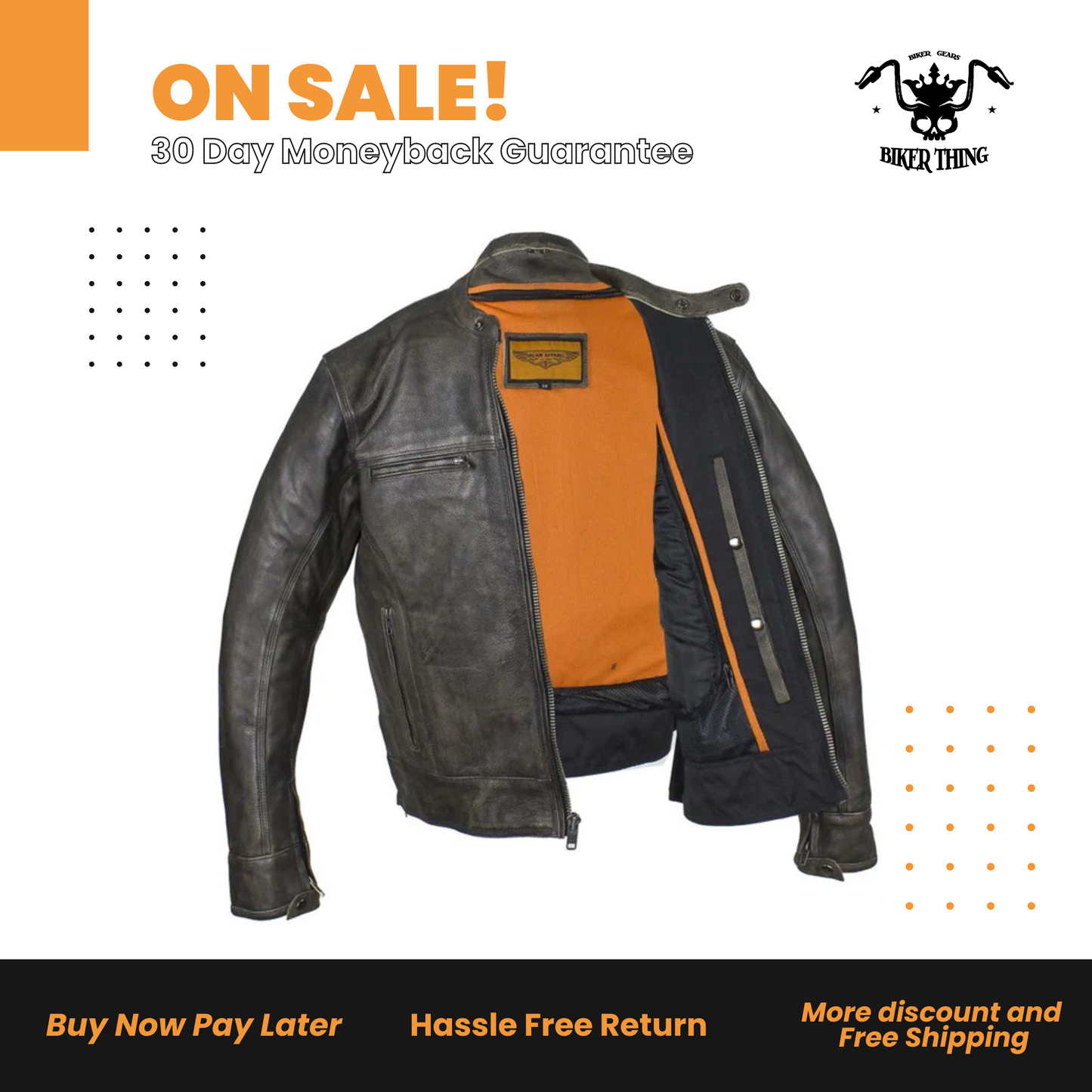 Distressed Brown Racer Jacket with Concealed Carry Pockets