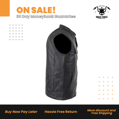 Mens Motorcycle Club Vest With Black Line