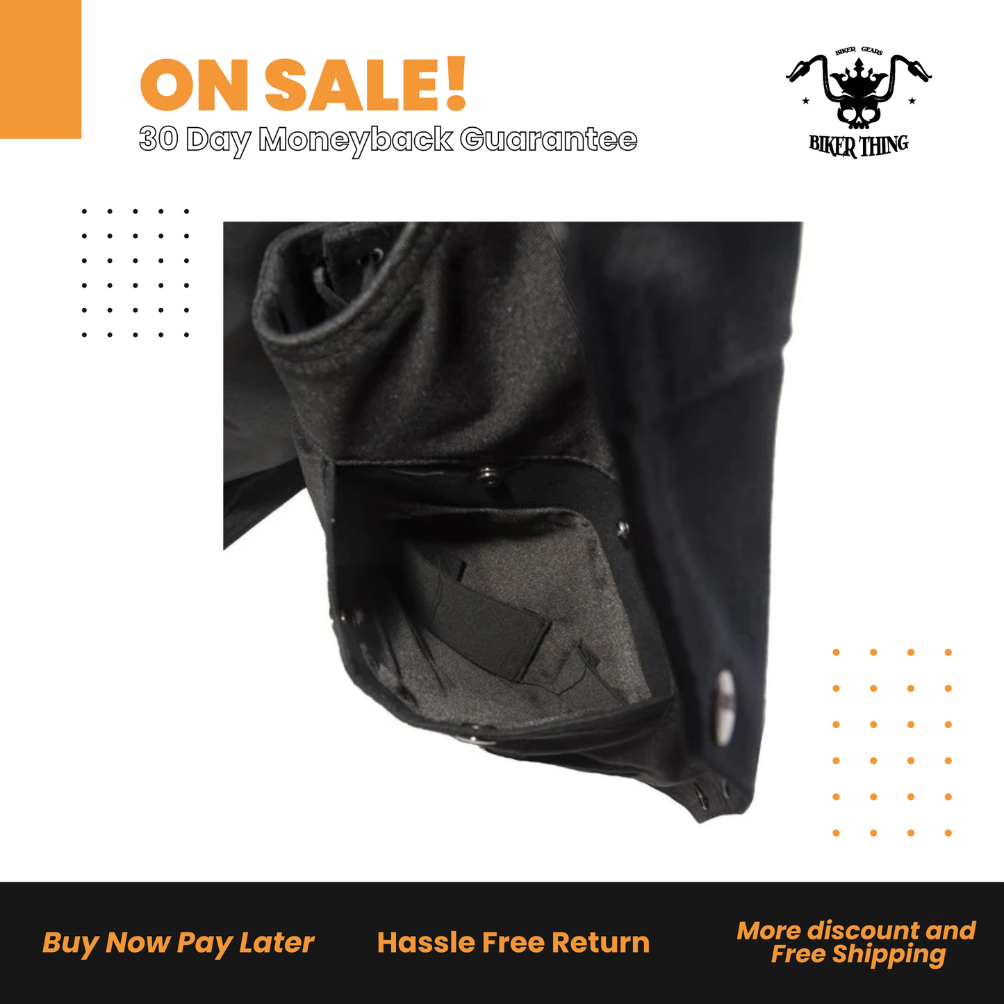 Mens Black Canvas Motorcycle Vest