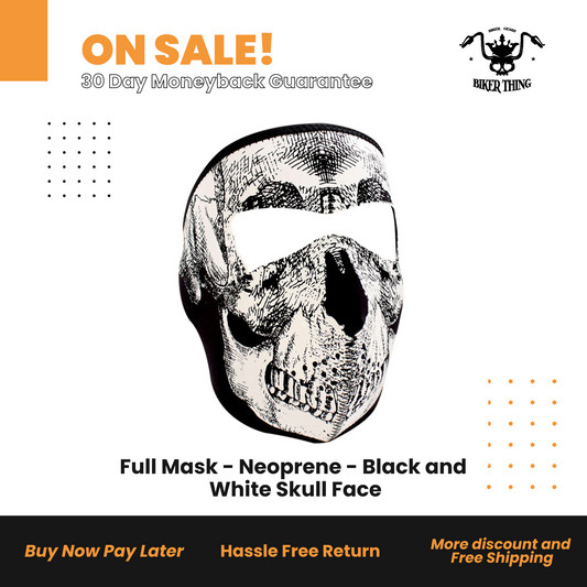 Full Mask - Neoprene - Black and White Skull Face