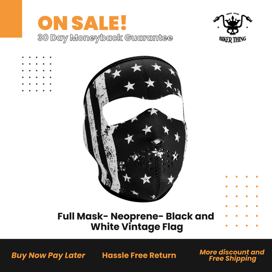Full Mask- Neoprene- Black and White Vintage Flag