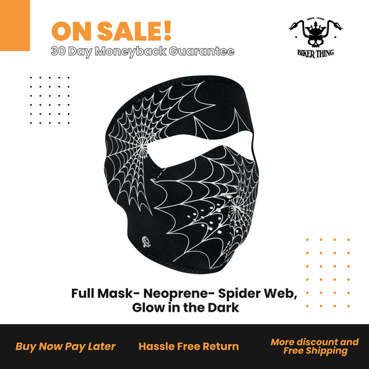 Full Mask- Neoprene- Spider Web, Glow in the Dark