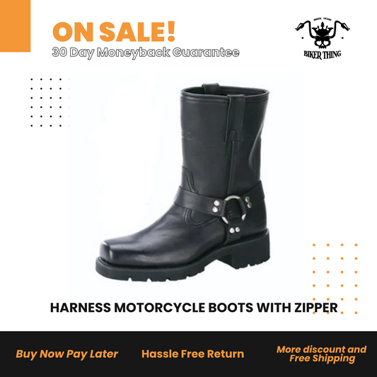 1436 MENS 7" HARNESS MOTORCYCLE BOOTS WITH ZIPPER