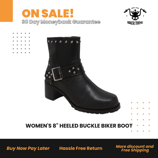 8811M WOMEN'S 8" HEELED BUCKLE BIKER BOOT