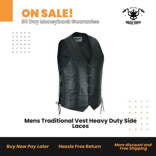 Mens Traditional Vest Heavy Duty Side Laces