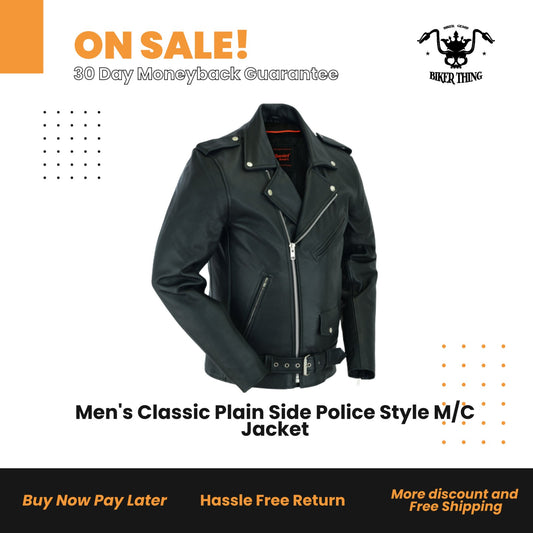 MEN'S CLASSIC PLAIN SIDE POLICE STYLE M/C JACKET - TALL