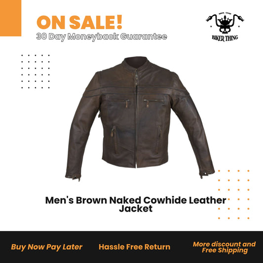 Men's Brown Naked Cowhide Leather Jacket