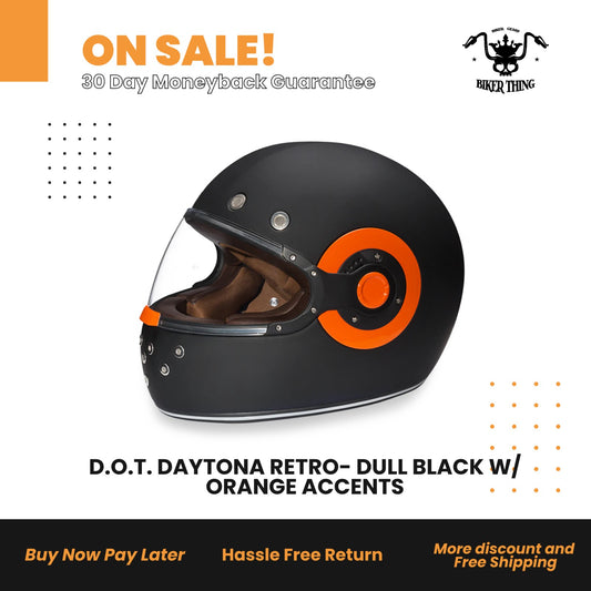 DAYTONA RETRO- DULL BLACK W/ ORANGE ACCENTS