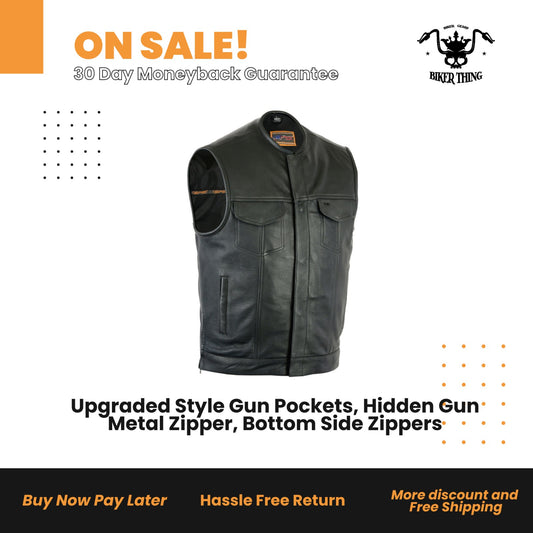 Upgraded Style Gun Pockets, Hidden Gun Metal Zipper, Bottom Side Zippers