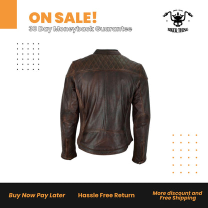 Milwaukee Riders Vintage Motorcycle Jacket Naked Cowhide Leather Front Zipper