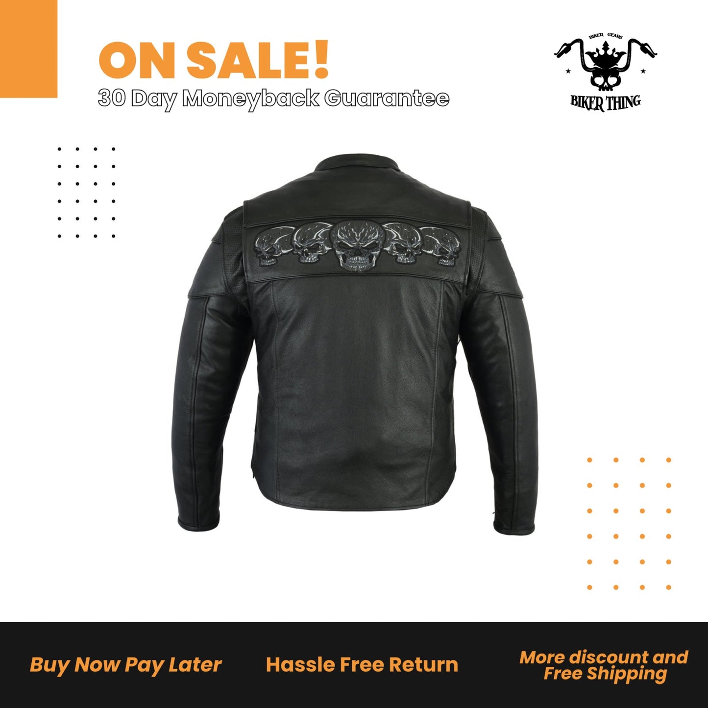 MEN'S SCOOTER JACKET W/REFLECTIVE SKULLS