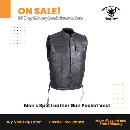 Men's Split Leather Gun Pocket Vest