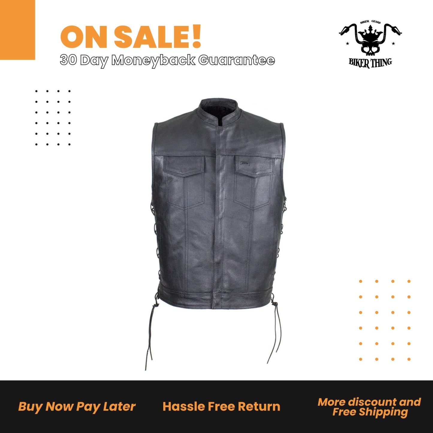 Men's Split Leather Gun Pocket Vest