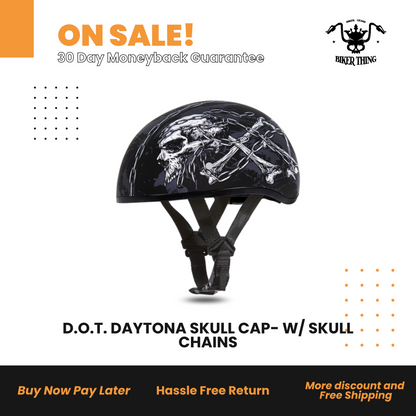 D6-SC D.O.T. DAYTONA SKULL CAP- W/ SKULL CHAINS