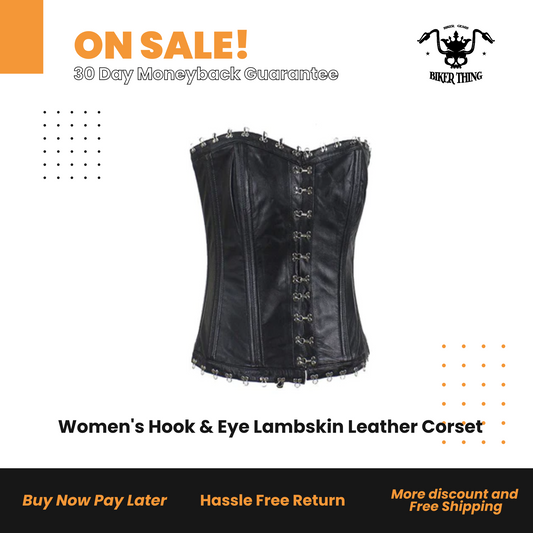 Women's Hook & Eye Lambskin Leather Corset
