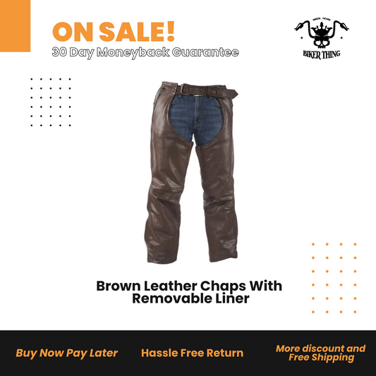 Brown Leather Chaps With Removable Liner