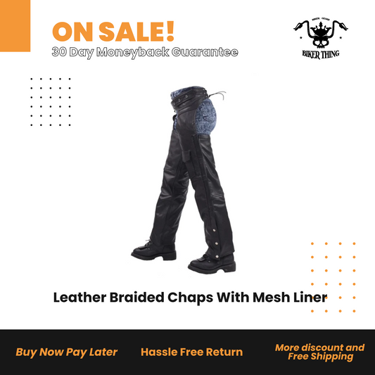 Leather Braided Chaps With Mesh Liner
