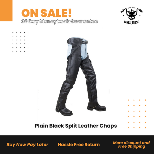 Plain Black Split Leather Chaps