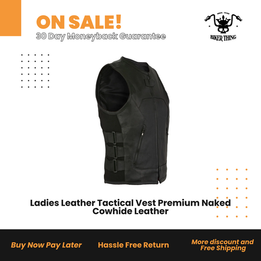 MR-LV315-11 Ladies Leather Tactical Vest Premium Naked Cowhide Leather