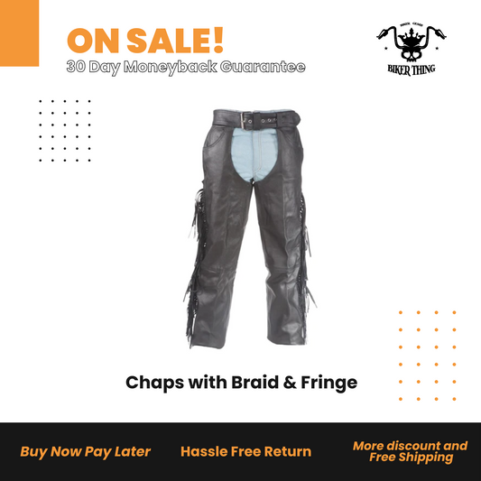 C337-04 Chaps with Braid & Fringe