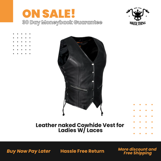 N-LV8515-11 Leather naked Cowhide Vest for Ladies W/ Laces
