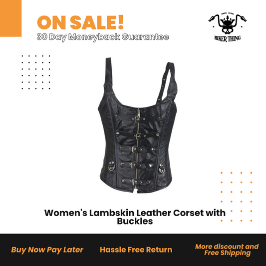 Women's Lambskin Leather Corset with Buckles