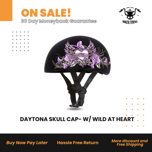 D6-WH D.O.T. DAYTONA SKULL CAP- W/ WILD AT HEART