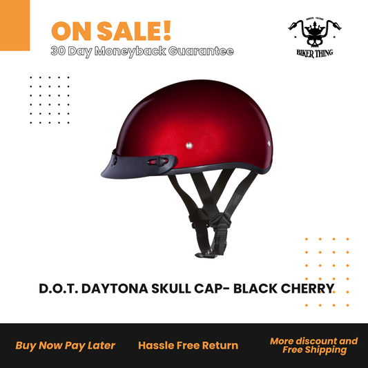 D1-BC D.O.T. DAYTONA SKULL CAP- BLACK CHERRY