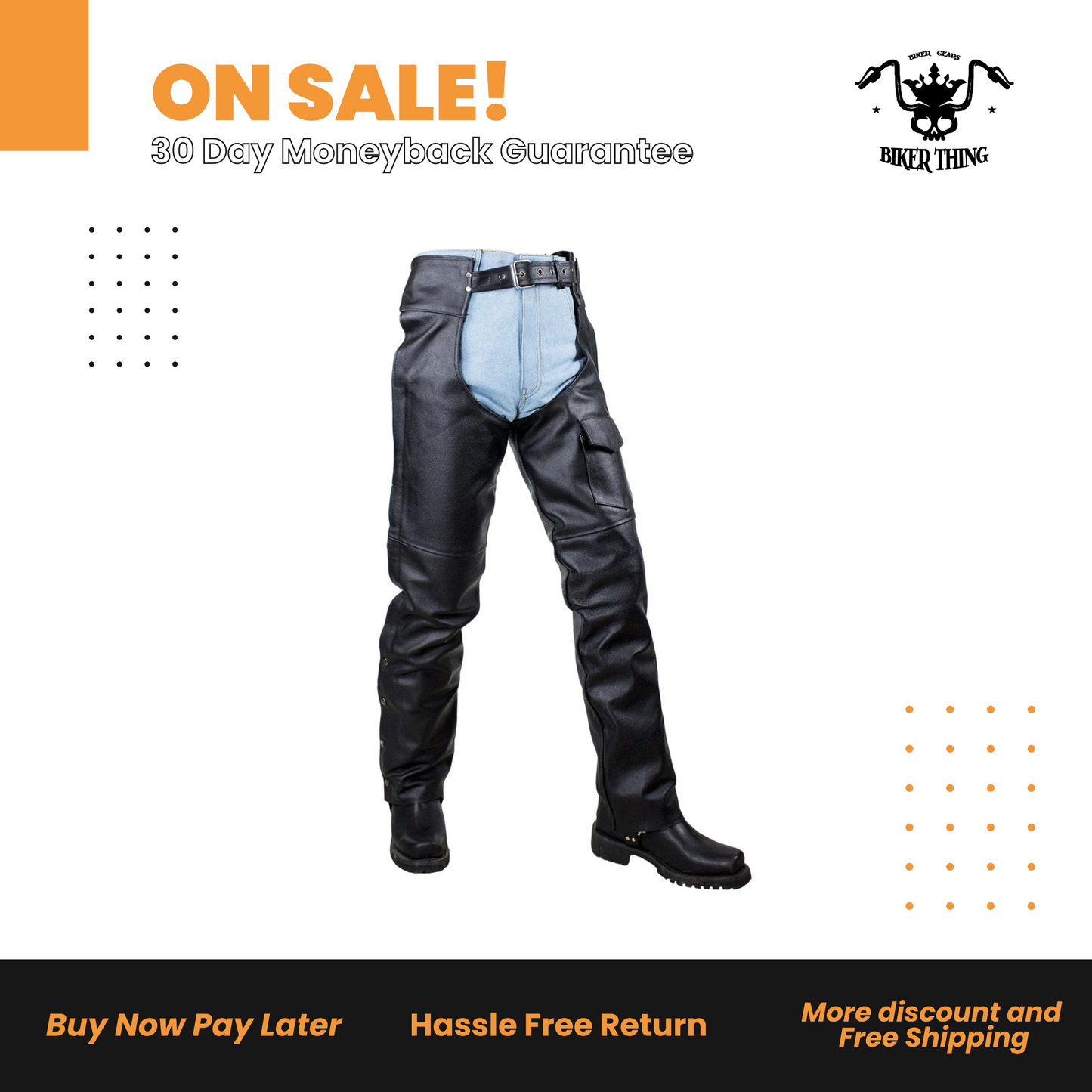 Plain Black Split Leather Chaps
