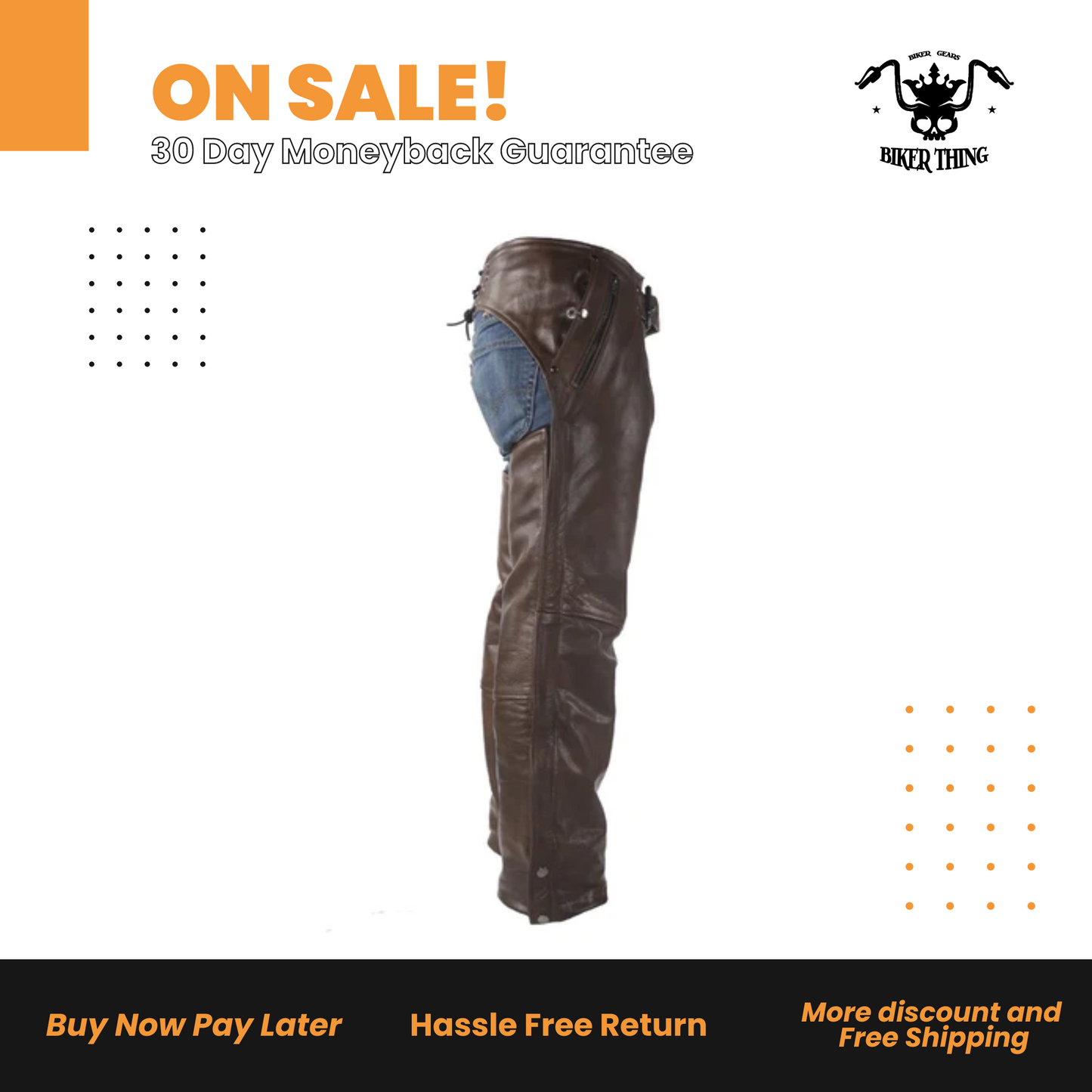 Brown Leather Chaps With Removable Liner