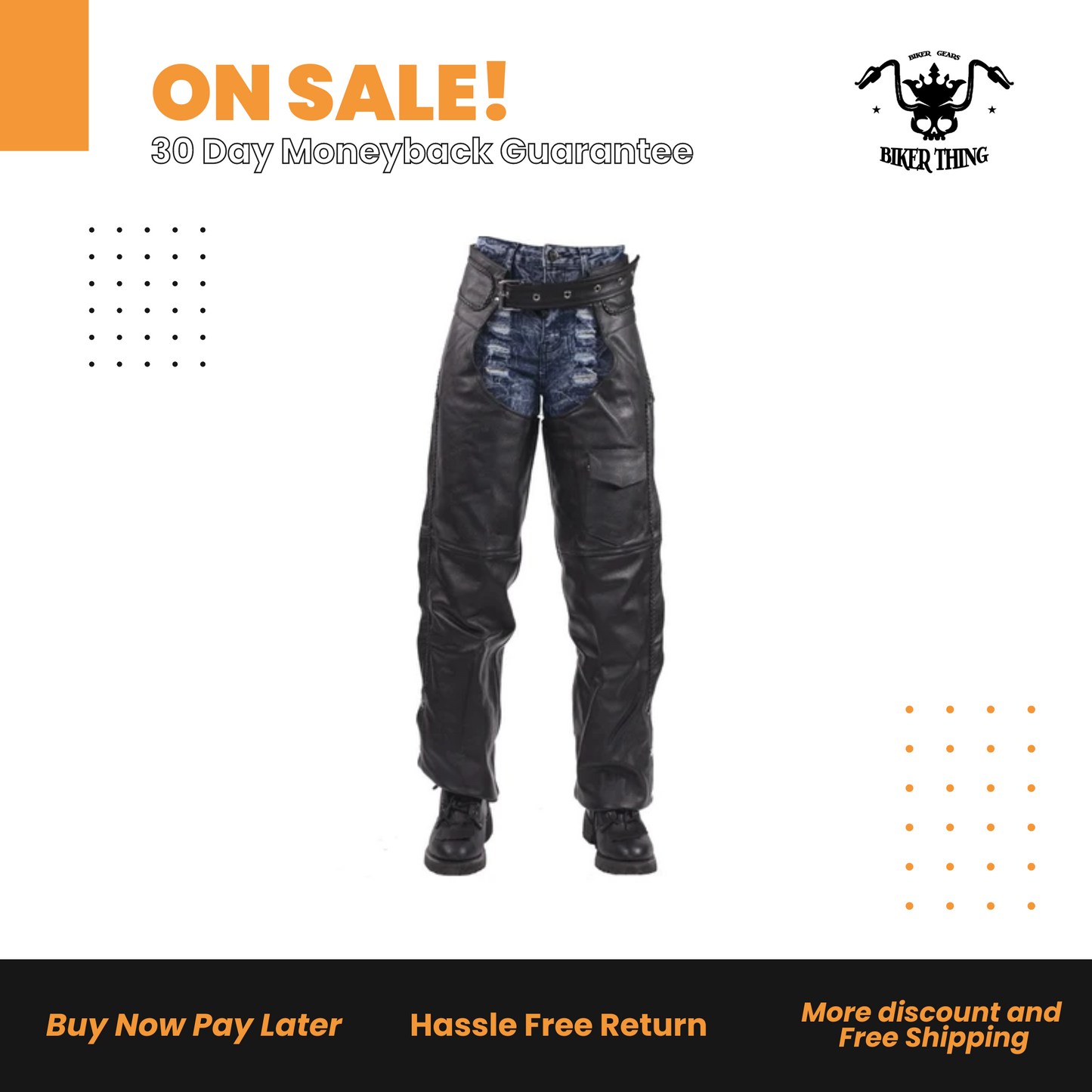 Leather Braided Chaps With Mesh Liner