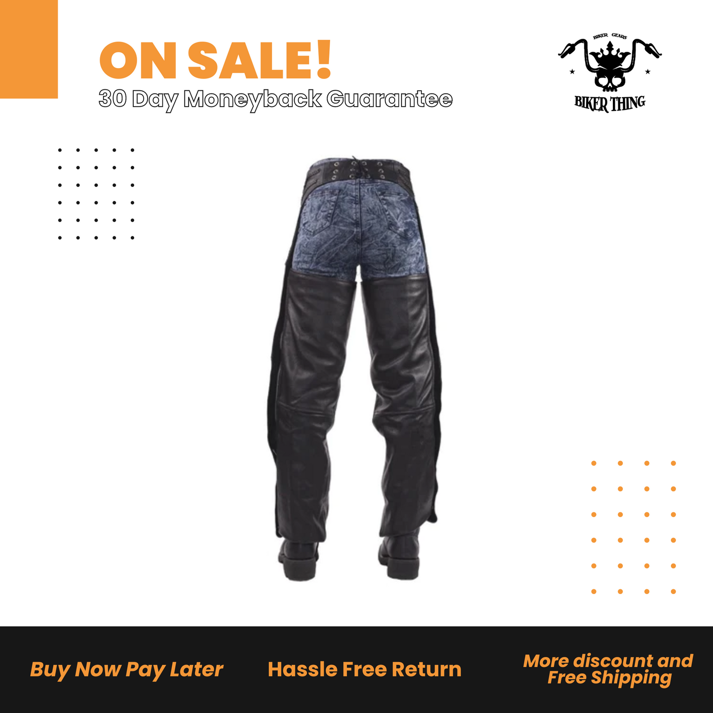 Leather Braided Chaps With Mesh Liner