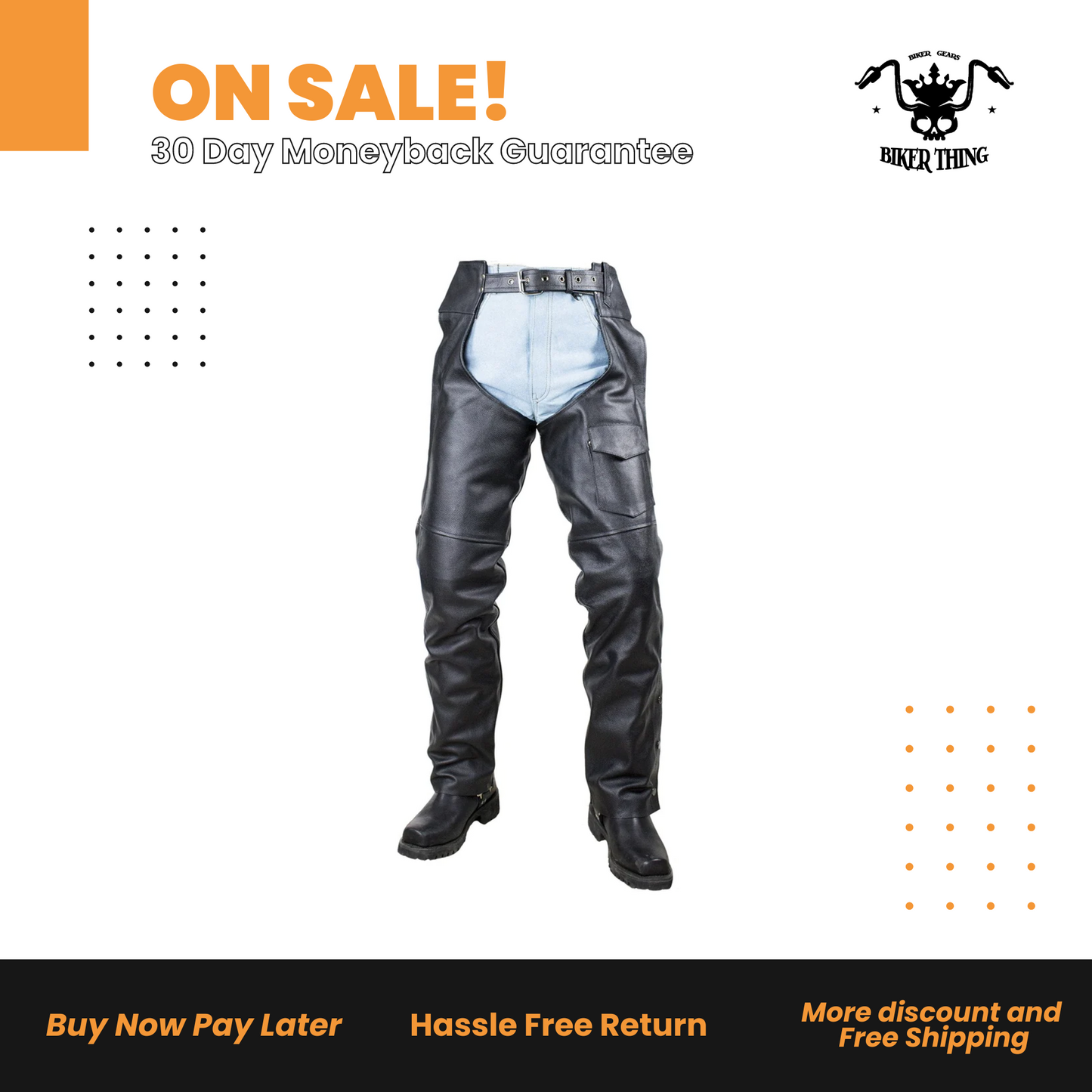 Plain Black Split Leather Chaps