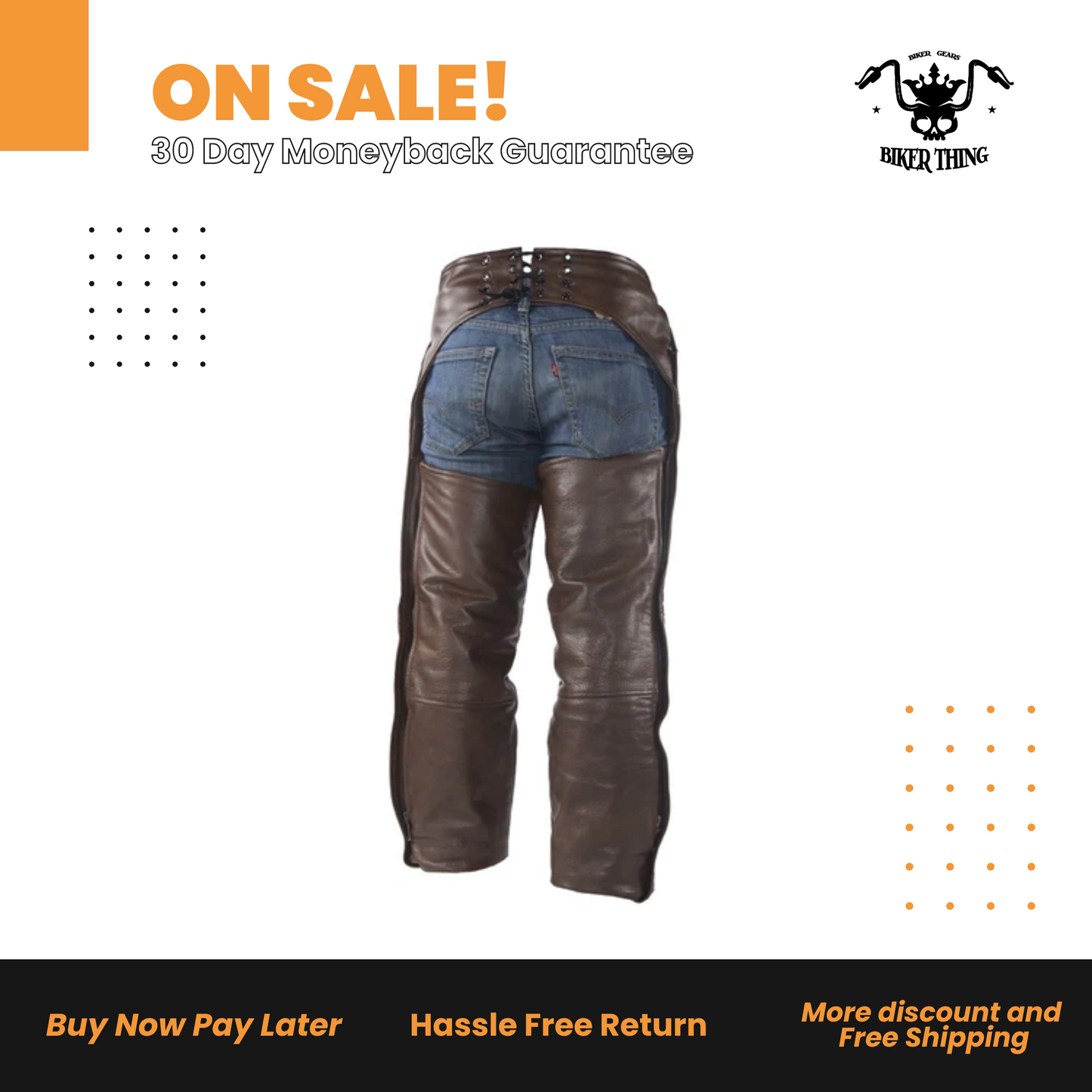 Brown Leather Chaps With Removable Liner