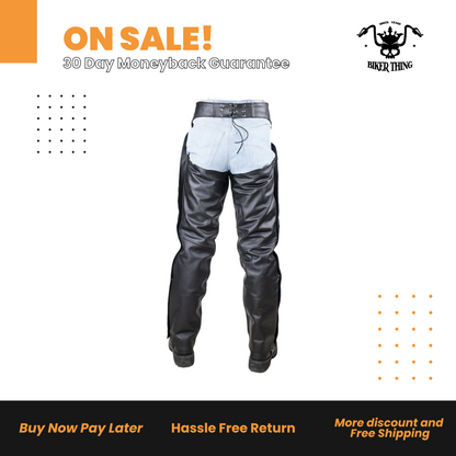 Plain Black Split Leather Chaps