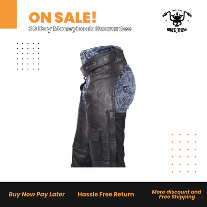 Leather Braided Chaps With Mesh Liner